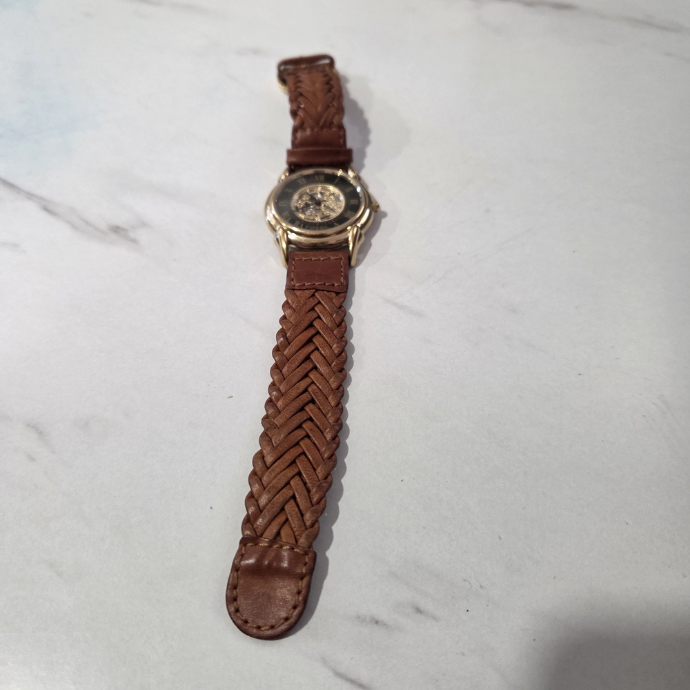 FOSSIL - UNISEX - SKELETON WATCH W/ GENUINE LEATHER BAND - QUARTZ ANALOG SK-4928 - Picture 2 of 8